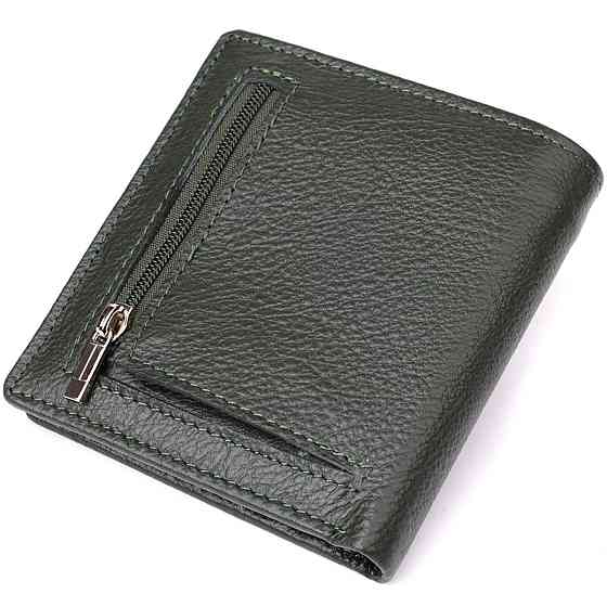 Жіночий гаманець на магніті з натуральної шкіри ST Leather 23093 Зелений Київ