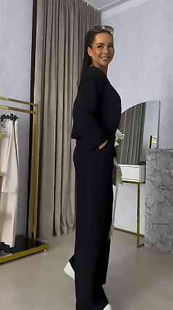 Женский прогулочный костюм двойка: кофта и штаны двунить Черный, 48/50 Одесса