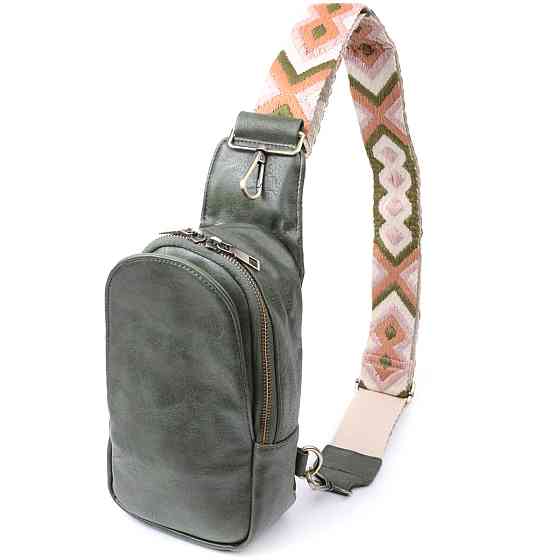 Красивая сумка через плечо в модном цвете из экокожи Vintage 22791 Зеленый Киев