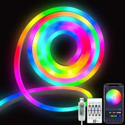 Умная гибкая LED Neon RGB лента-шланг 3 метров от USB управление режимами с телефона,Bluetooth приложение,пульт Коломия - фото 2