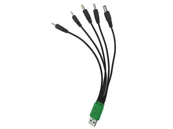 Кабель USB - DC 5в1 5V для заряджання різних побут.приладів DC2.0/2.5/3.5/4.0/5.5 0,2м ТМ GERLAX Київ