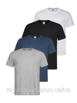 Набір базових футболок 4шт Stedman Classic-T чоловічий білий/чорний/темно-синій/сірий меланж (ST2000-WHI-BLO-NAV-GYH) Київ - фото 1