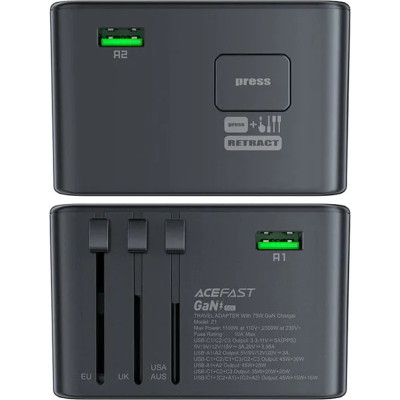 Зарядний пристрій Acefast 5xUSB 75W (3xUSB-C + 2xUSB-A) Gan Z1 Fast Charger (6974316282495) Вінниця - фото 4