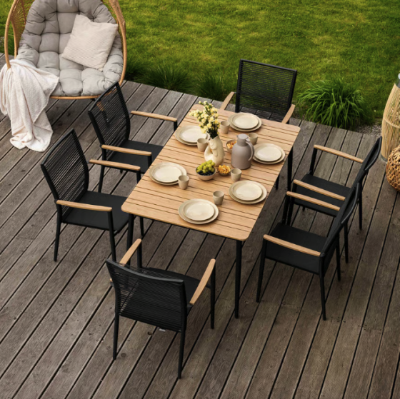 Комплект садових меблів Di Volio Breno 6+1 чорний/бежевий Київ