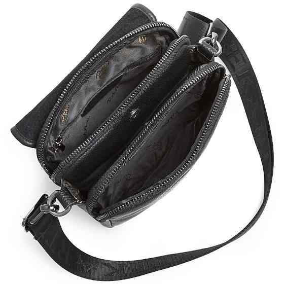 Кожаная мужская сумка-мессенджер через плечо черная Tiding Bag TD-23433 Каменское