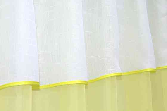 Кухонная занавеска VR-Textil № 00к желтый с белым 280х170 см (52-0546) Киев