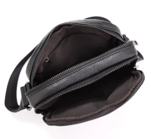 Сумка чоловіча через плече Tiding Bag (17 х 21 х 5 см) борсетка з натуральної шкіри Чорний Київ - фото 8