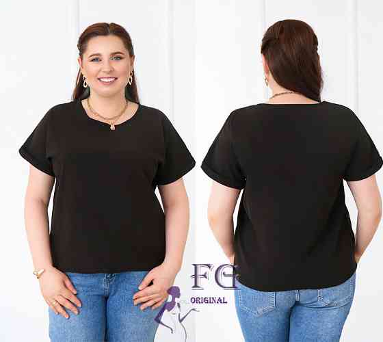 Літня блузка футболка вільного крою "Moment" оптом | Норма і батал Чорний, 50-52 Київ