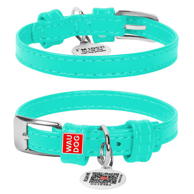 Ошейник для животных WAUDOG Glamour с QR паспортом без украшений XS Ш 15 мм ментоловый (327013) Винница - изображение 1