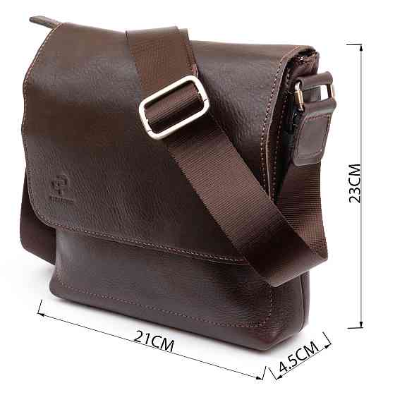 Сумка месенджер в гладкій шкірі GRANDE PELLE 11334 Шоколадна Київ