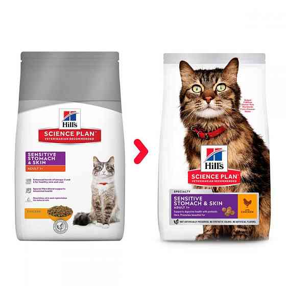 Корм для кошек Хиллс Hills SP Feline Sensitive Stomach & Skin с курицей для здоровой кожи и пищеварения 1,5 кг Винница