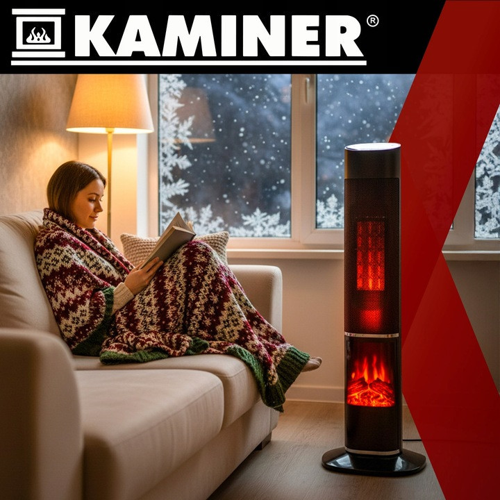 Електричний обігрівач колонний з ефектом полум'я Kaminer (26401) 2000 Вт Нововолинськ - фото 10