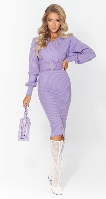 В'язане жіноче плаття в рубчик (42) Київ - фото 2