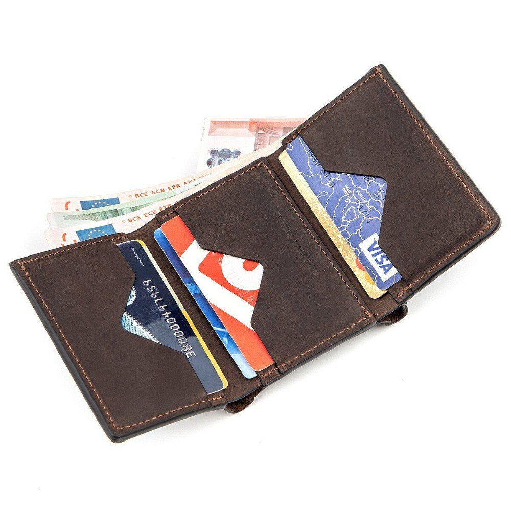 Строгое портмоне унисекс в винтажном стиле GRANDE PELLE 11151 Коричневое Киев - изображение 5