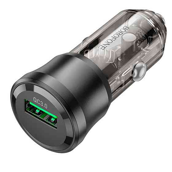 Автомобільний зарядний пристрій BOROFONE BZ23 Noble single-port QC3.0 car charger Transparent Black (6941991106903) Киев