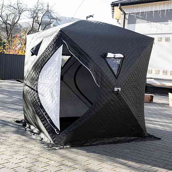 Намет зимовий утеплений "куб" (3-місний 210х210х210), Зимовий намет для рибалки туризму кемпінгу та подорожей Чорний LU-BD18B Київ