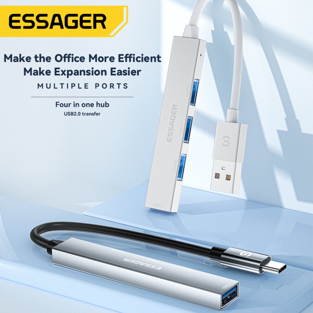Хаб Essager Fengyang 4 in 1 Splitter (USB-A port)  grey (EHBA04-FY0G-P) Киев - изображение 4