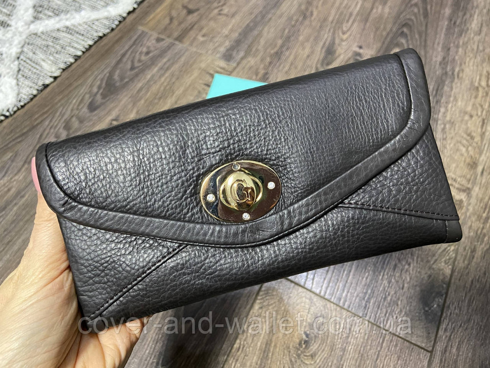 Тонкий м'який жіночий гаманець із міцної шкіри коричневого кольору Guxilai Київ - фото 7