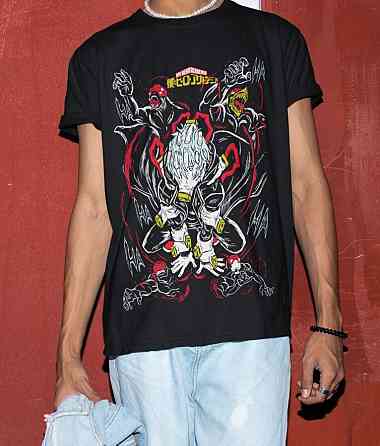 Футболка для хлопчика з аніме принтом Моя геройська академія оверсайз (зріст від 165 до 180) Чорний AnimeJ0877m Дніпро