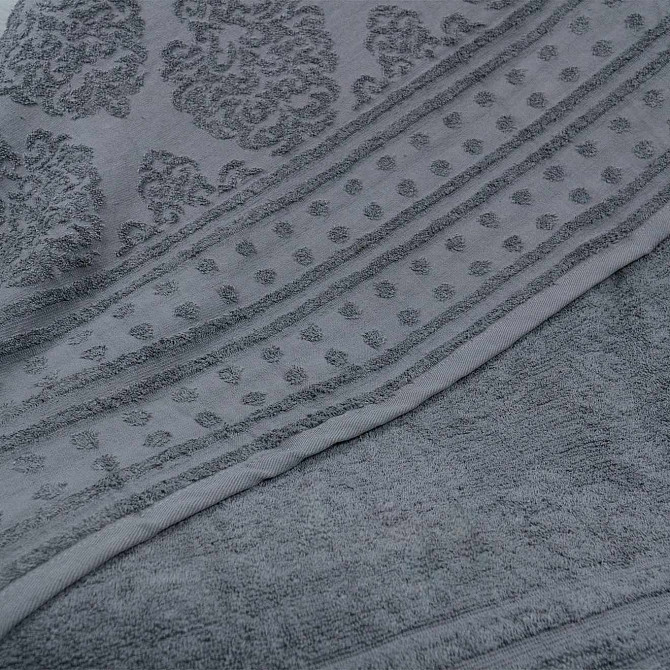Простирадло-покривало жаккардове махрове 100% Бавовна GM TEXTILE 190x200см 400г/м2 (Сірий) Суми - фото 3