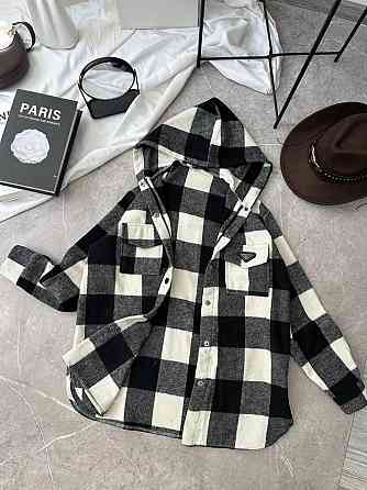 Жіноча повсякденна сорочка в клітинку з капюшоном турецький кашемір Чорний, 48/52 Одеса
