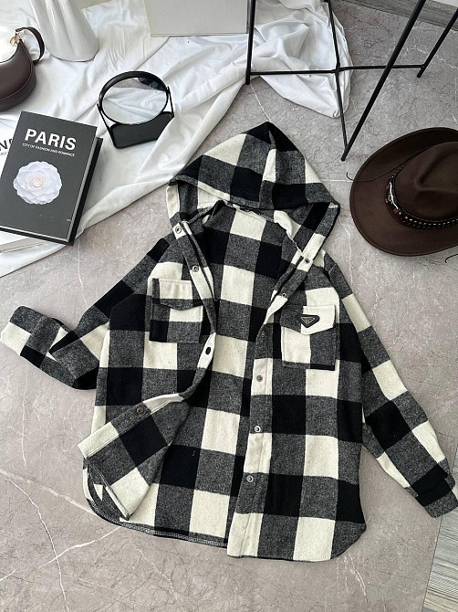 Жіноча повсякденна сорочка в клітинку з капюшоном турецький кашемір Чорний, 48/52 Одеса - фото 1