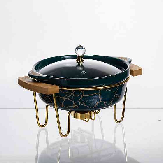 Настольный мармит с подогревом, зеленый мрамор, 800 мл Киев