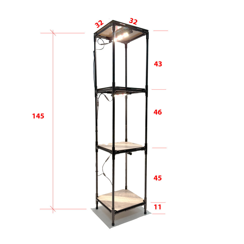 Полиця Troya Light підлогова висока 1,45 м 4х рівнева металева полиця-стелаж з підсвічуванням для ро Бориспіль - фото 5