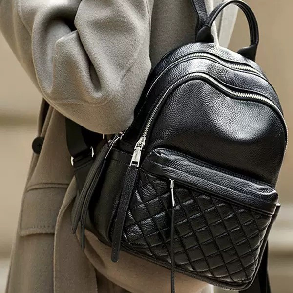 Жіночий шкіряний рюкзак міський 35х26х17, наплічник з натуральної шкіри, чорний Київ - фото 1