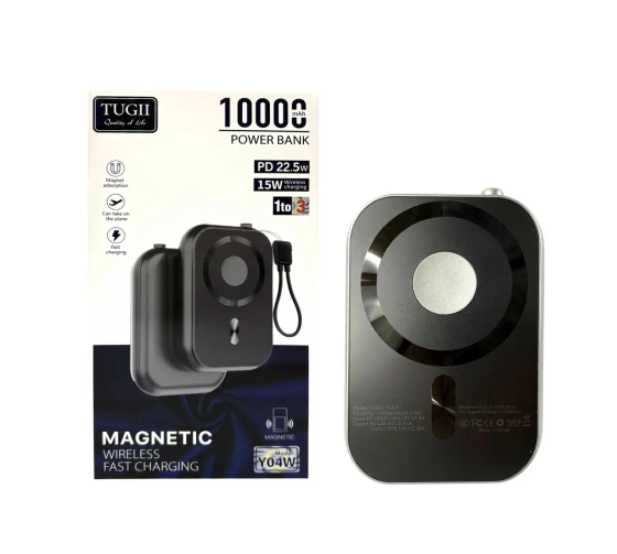 Power Bank TUGII Y04W 10000 мАг, 38Вт·год, PD 20Вт, QC 22.5Вт, MagSafe, 3 в 1 Одеса