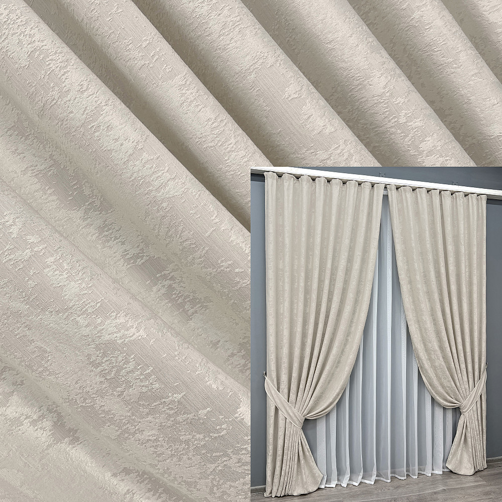 Комплект готових штор VR-Textil Жакард Sultan XO № 1281ш Світло-бежевий 100х270 см 2 шт (31-618) Київ - фото 8