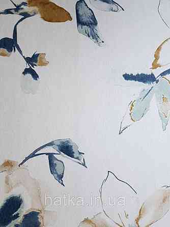 Обои флизелиновые  Khroma LAV007 LA VIE EN ROSE кофе с молоком ветки  цветы коричневые и синие Киев