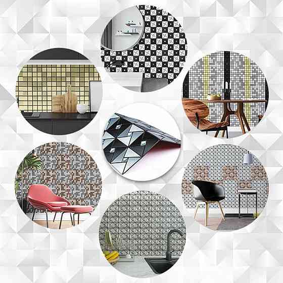 Самоклеющаяся алюминиевая плитка 300х300х3мм Черно-серебряная со стразами SW-00001773 Киев