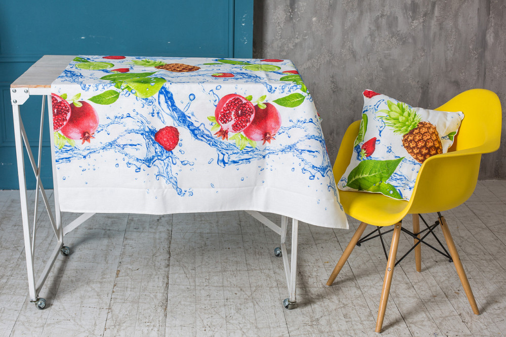 Ecotton Скатертина Ecotton 150х180 см бавовняна з рогожки біла Фрукти 21044-1 Киев - изображение 1