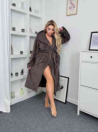 Жіночий теплий домашній махровий халат двостороння махра Шоколад, 48/52 Одеса