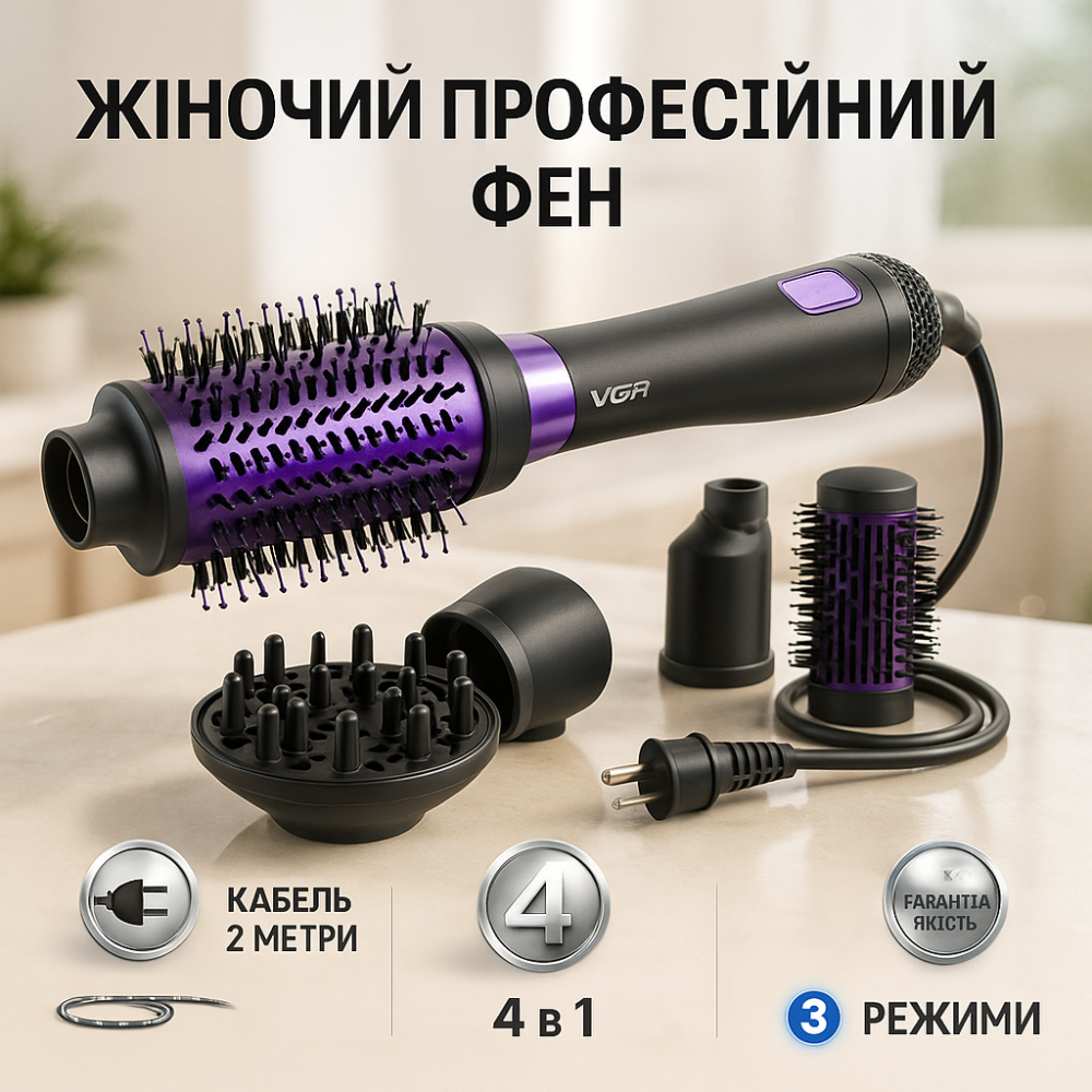 Фен для жорсткого волосся VGR, Функціональний професійний фен для здоров'я волосся SN-34 Львів - фото 18
