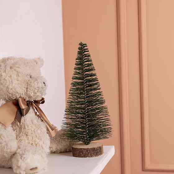 Новогодняя настольная елка зеленая Стрела 25 см на деревянной подставке SOK-М-12-3 Киев