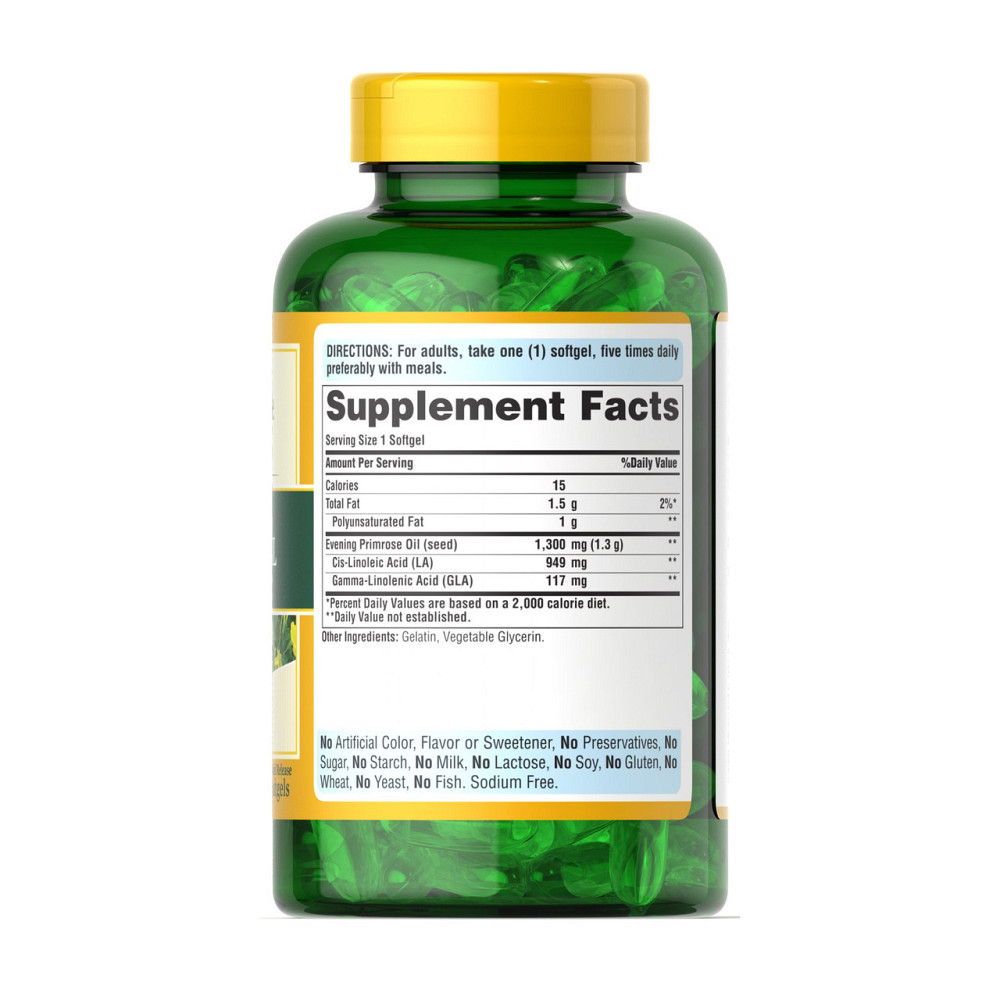 Олія вечірньої примули Puritan's Pride Evening Primrose Oil 1300 mg with GLA 120 гел капс Київ - фото 2