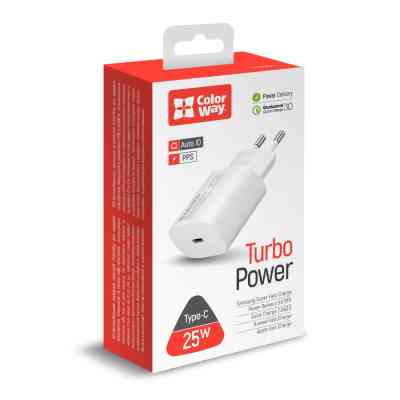 Зарядное устройство ColorWay Power Delivery Port PPS USB Type-C (25W) white (CW-CHS033PD-WT) Винница