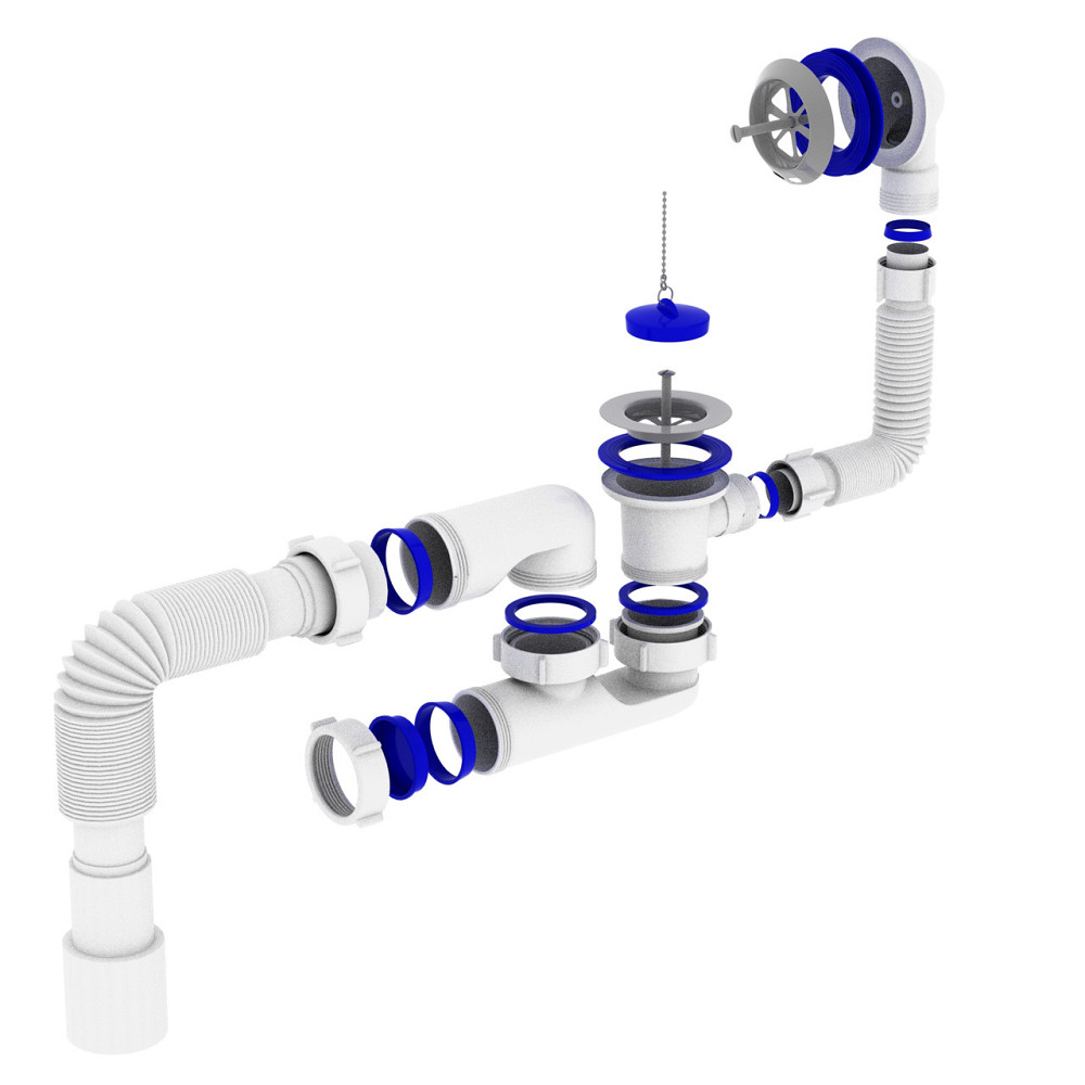Сифон OPTIMUM для ванны с ревизией, выпуском 1 1/2″*40, перел и гибкой трубой 40*40/50 OPTI 26033 Киев - изображение 7