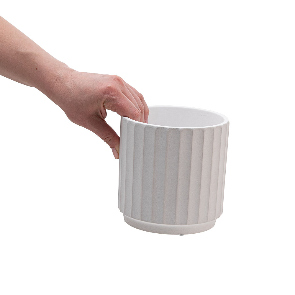 elemi Кашпо для квітів керамічне elemi "Грань" (білий) 13.5" круглий 1,4 л Коломыя - изображение 3