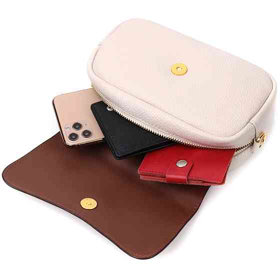 Красива сумка жіноча з клапаном з натуральної шкіри Біла (Vintage) Київ