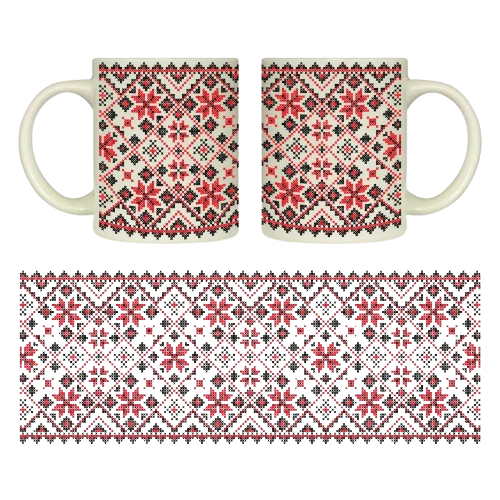 Чашка Вишиванка червона квітка 325мл циліндр (подарункова уп) 3716 Кварта Житомир - изображение 2