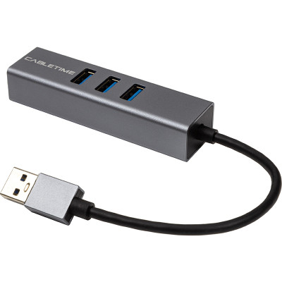 Концентратор Cabletime USB 3.0 to 3xUSB 3.0 + RJ45 0.15m (CA913374) Вінниця - фото 3
