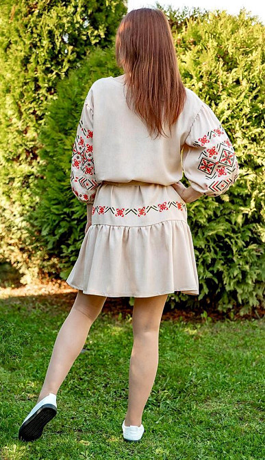 Сукня-вишиванка жіноча бежева святкова, вишита сукня плаття 48 Київ - фото 5