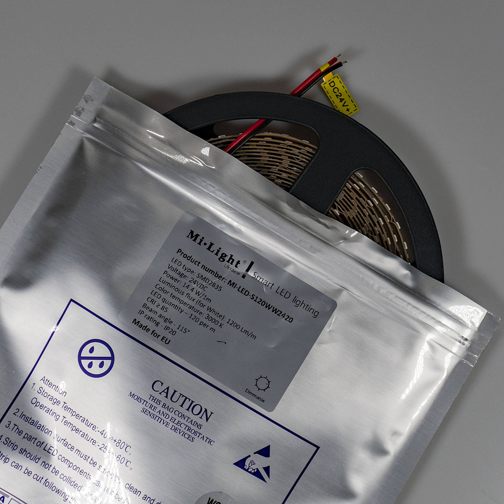 Milight Над'яскрава монохромна LED стрічка 4200K 120LED/M (5M) 24VDC, IP20, 14,4 W/1M, 1200 Lm/ Київ - фото 3