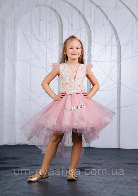 Детское нарядное платье удлиненное сзади пудровое 116-134 Кривой Рог - изображение 12