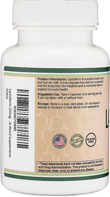 Лактоферрин Double Wood Lactoferrin 250 mg, 60 capsules Луцк - изображение 2