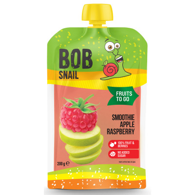 Детское пюре Bob Snail Улитка Боб Смузи Яблоко-Малина 200 г (4820219347026) Винница - изображение 1
