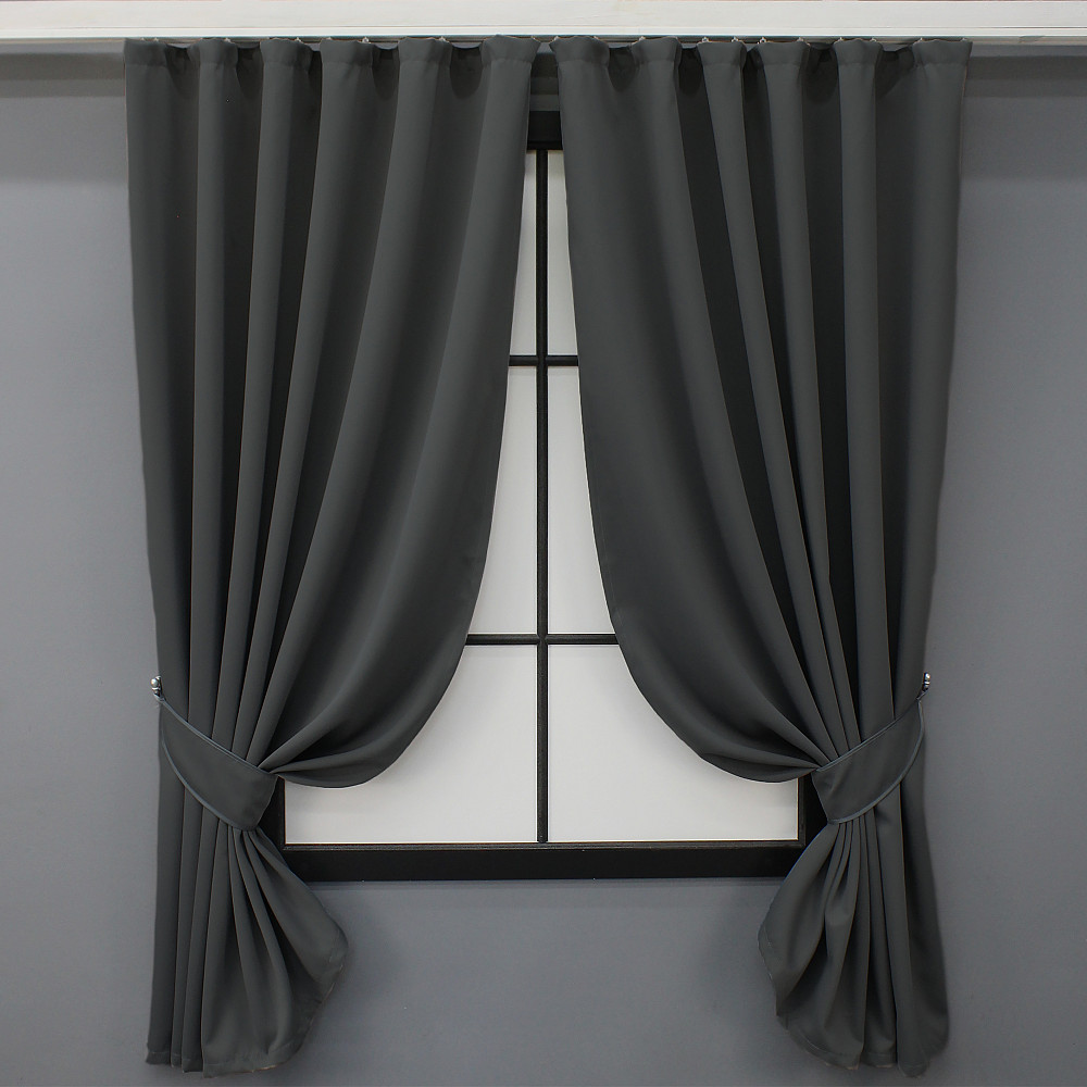 Комплект штор коротких VR-Textil Блэкаут Midnight № 1399ш 140х170 см 2 шт Графитовый (35-0159) Киев - изображение 1